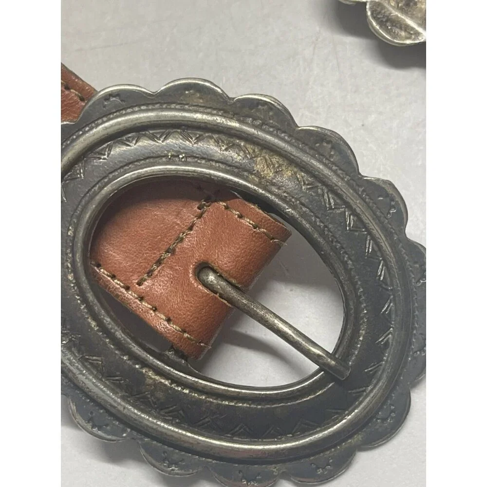 Zele Brown Italy Leather Silver Medium 30” Women's Belt